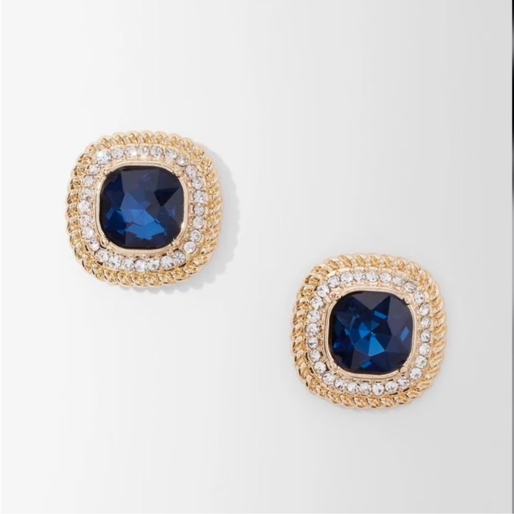 WHBM blue crystal stud earring